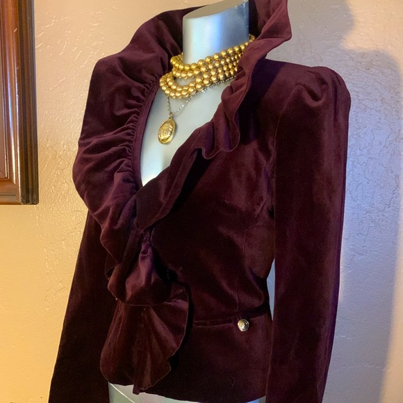 Milly New York Deep Burgandy Velvet Blazer.  Sz 2 - Picture 1 of 7